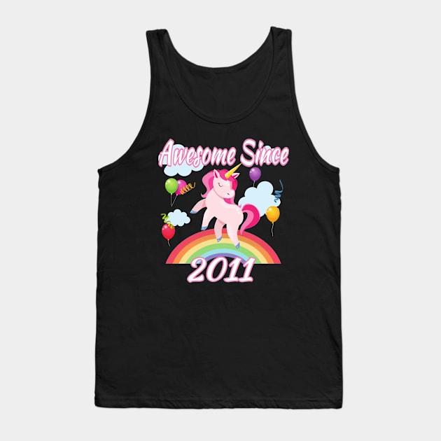 Unicorn Awesome Since 2011 Happy Birthday Tank Top by pho702